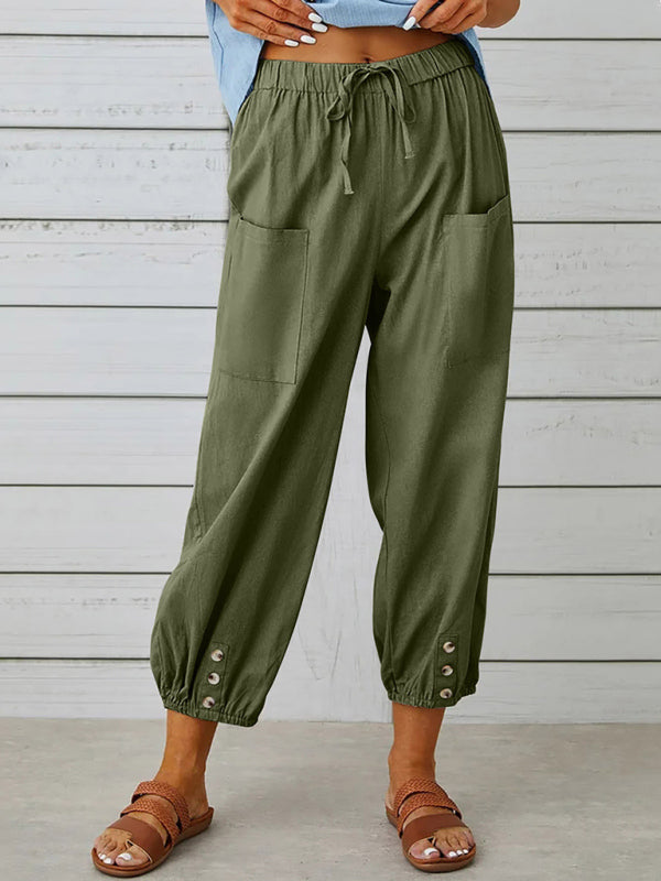 Women's Solid Color Parachute Cargo Pants