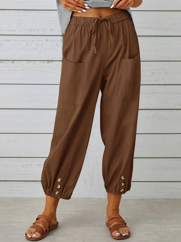 Women's Solid Color Parachute Cargo Pants
