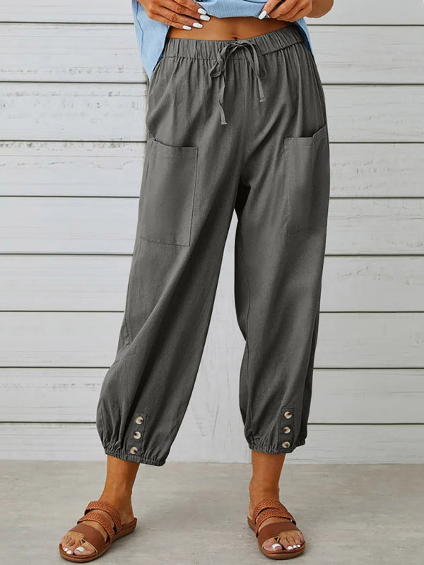 Women's Solid Color Parachute Cargo Pants