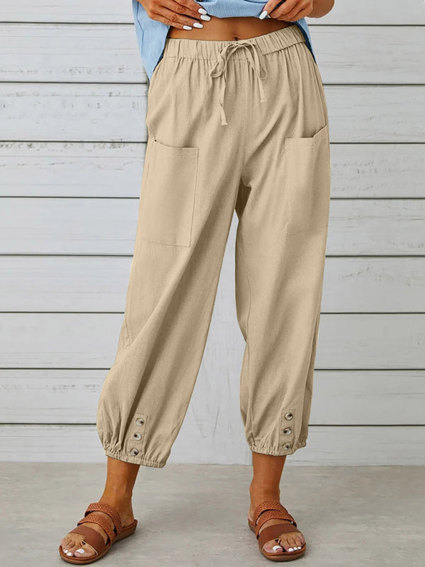 Women's Solid Color Parachute Cargo Pants