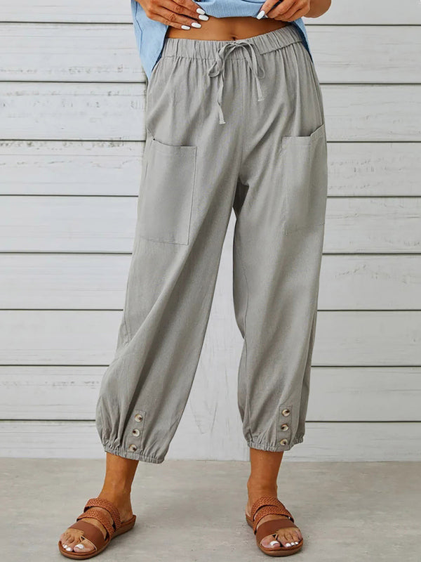 Women's Solid Color Parachute Cargo Pants
