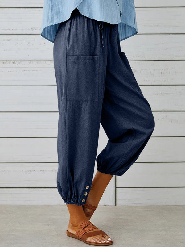 Women's Solid Color Parachute Cargo Pants