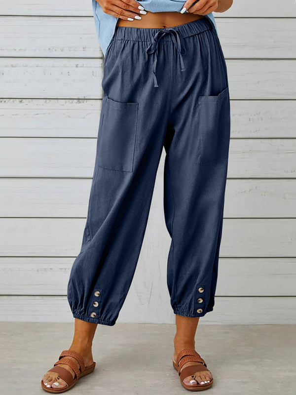 Women's Solid Color Parachute Cargo Pants
