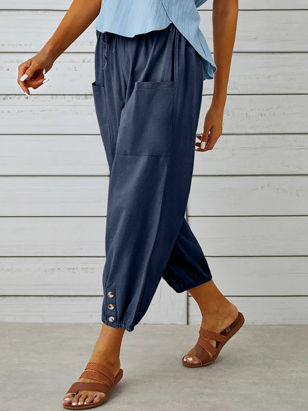 Women's Solid Color Parachute Cargo Pants
