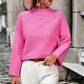 Loose Women's Knitted Cropped Sleeve Solid Color Sweater