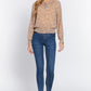 Long Slv Smocked Print Woven Top