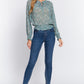 Long Slv Smocked Print Woven Top