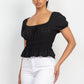 Puff Sleeve Eyelet Peplum Top