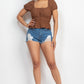 Puff Sleeve Eyelet Peplum Top