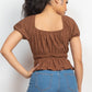 Puff Sleeve Eyelet Peplum Top
