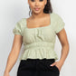 Puff Sleeve Eyelet Peplum Top
