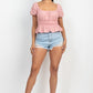Puff Sleeve Eyelet Peplum Top