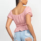 Puff Sleeve Eyelet Peplum Top