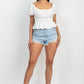 Puff Sleeve Eyelet Peplum Top