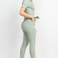 Collared Waist-tie Buttoned Jumpsuit