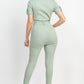 Collared Waist-tie Buttoned Jumpsuit
