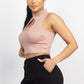 Mock Keyhole-front Crop Top