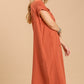 Split neck button down midi dress with no lining