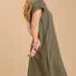 Split neck button down midi dress with no lining