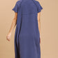 Split neck button down midi dress with no lining