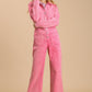 Mid button down stone wash wide leg distressed jumpsuit & side pockets with no lining