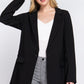 Long Sleeve Notched Single-breasted Tunic Blazer