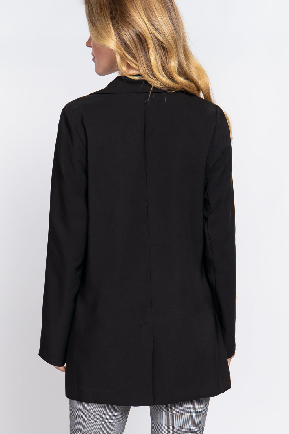 Long Sleeve Notched Single-breasted Tunic Blazer