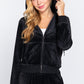 Long Sleeve Velour Hoodie Zip Up Jacket