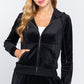 Long Sleeve Velour Hoodie Zip Up Jacket