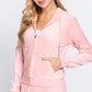 Long Sleeve Velour Hoodie Zip Up Jacket