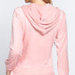Long Sleeve Velour Hoodie Zip Up Jacket