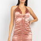 Halter Satin Ruching Dress