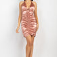 Halter Satin Ruching Dress
