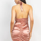 Halter Satin Ruching Dress