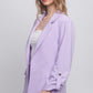 Woven Solid 3/4 Sleeve Blazer