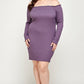 Plus Size, Solid Smocked Off Shoulder Dress
