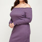 Plus Size, Solid Smocked Off Shoulder Dress