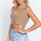 Halter Ruched Crop Sweater Knit Top