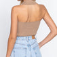 Halter Ruched Crop Sweater Knit Top