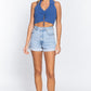 Halter Ruched Crop Sweater Knit Top