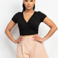 Wrap Surplice Lace Trim Top