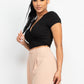 Wrap Surplice Lace Trim Top