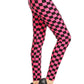 Checkered Printed High Waisted Leggings In A Fitted Style, With An Elastic Waistband