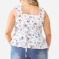 Plus Floral Button-up Sleeveless Flare Hem Top