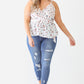 Plus Floral Sleeveless Wrap Neck Flare Hem Top