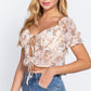 Short Slv Front Tie Print Woven Top