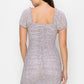 Ruched Floral Ruffled Bodycon Dress