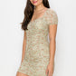 Ruched Floral Ruffled Bodycon Dress