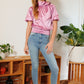 Waist Smocked Solid Satin Blouse