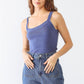 Viscose Blend Sleeveless Square Neck Bodysuit